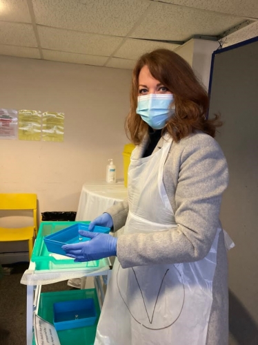 Kate at the vaccination centre in Burton